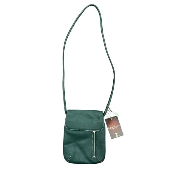 Tignanello Green Leather Crossbody Bag Purse 10”x 8” NWT - Picture 1 of 6
